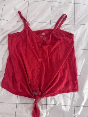 GAP Red Button-Tie Double-Strap Cami